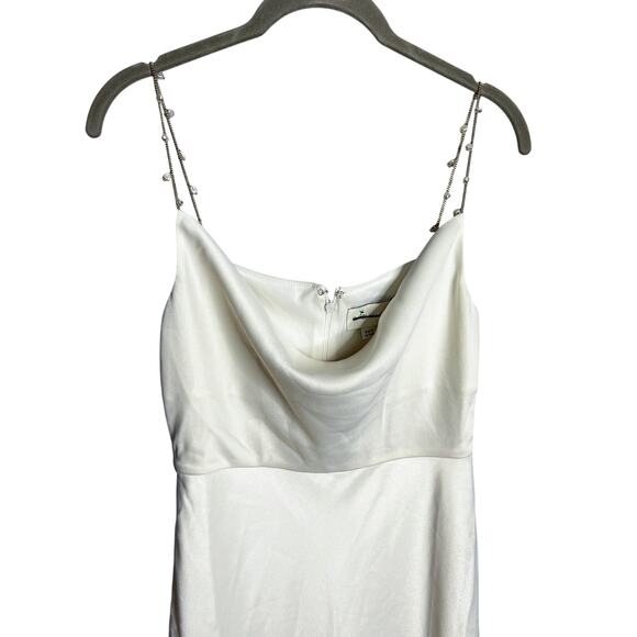 NWT Sachin +‎ Babi Pema Dress Size 2 White Pearl Slip Midi Cowl Neck - Picture 4 of 8